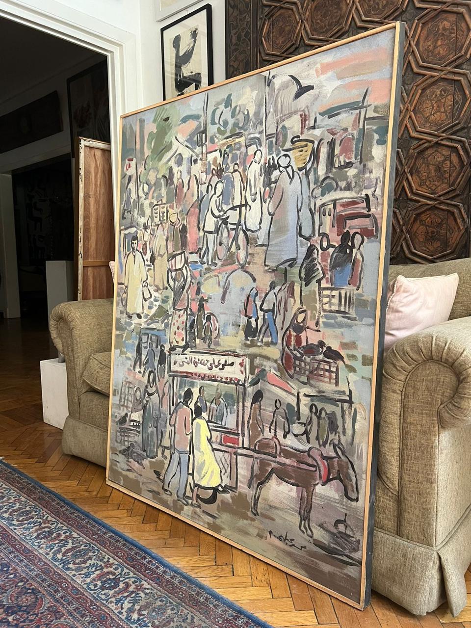 „Der Kairo-Markt“ Figuratives Ölgemälde 51