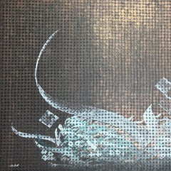 "Caligrafía de monedas" Pintura abstracta en técnica mixta 43" x 39" in by Mohamed Hassan