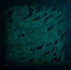 "Contemporary Line" Kalligraphie abstrakte Malerei 20" x 20" in von Mohamed Hassan