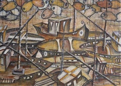 "Fellucas II" Pintura 31,5" x 47" pulgadas por Mohamed Hussein