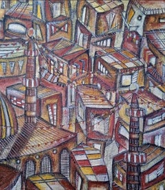 Peinture "Minaret" 43" x 37" inch par Mohamed Hussein