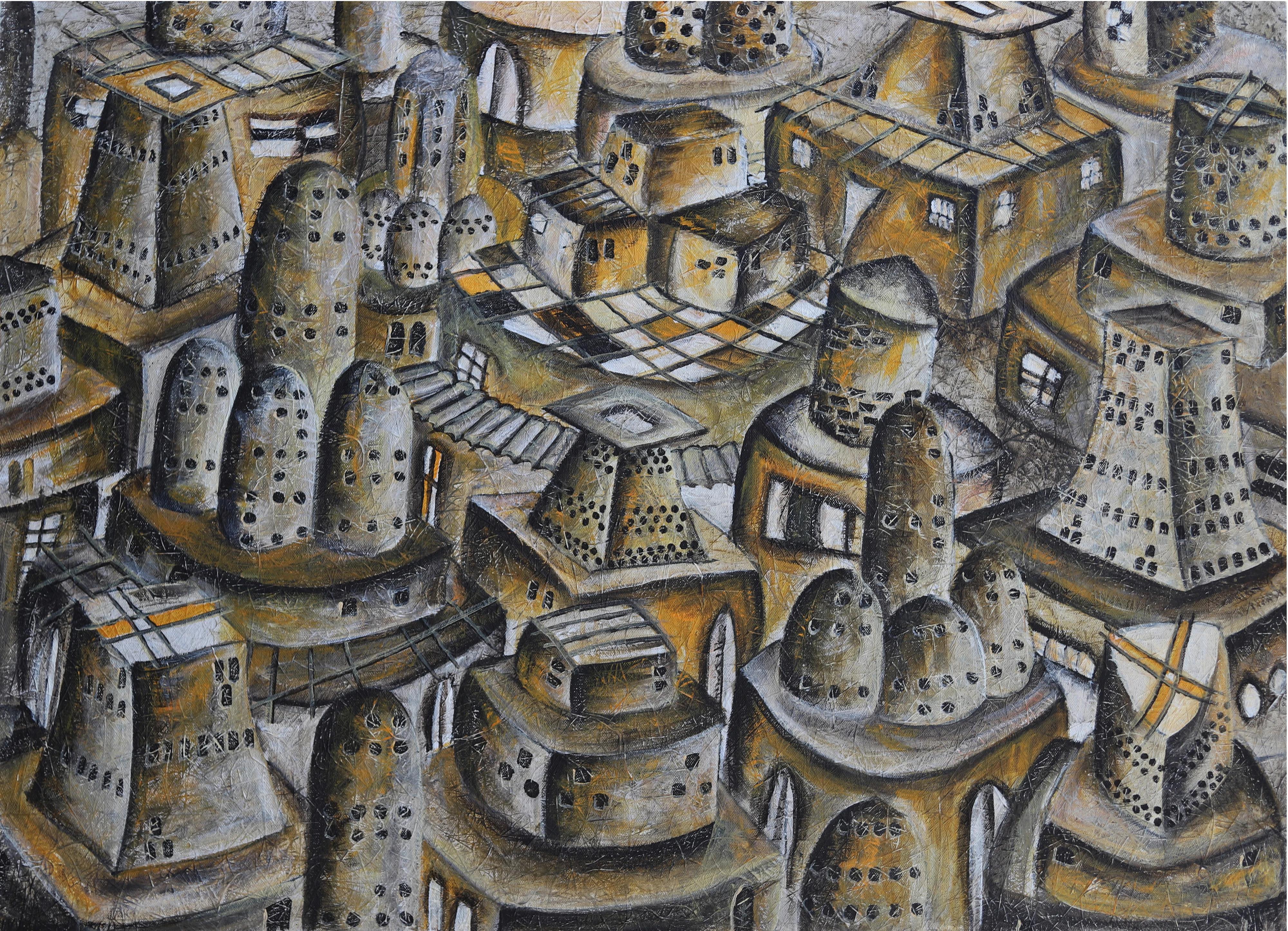 "Capanne di piccioni" Quadro 31,5" x 47" pollici di Mohamed Hussein