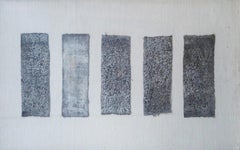 "Scrittura astratta" Pittura a inchiostro su tessuto 10" x 24" pollici di Mohamed Monaiseer