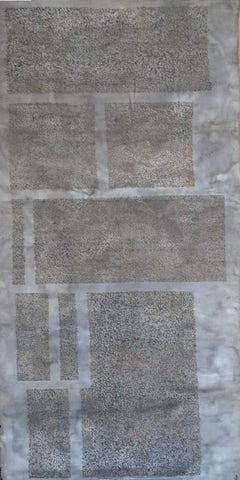 "Abstract Script" Ink on Fabric Painting 33" x 12" inch by Mohamed Monaiseer