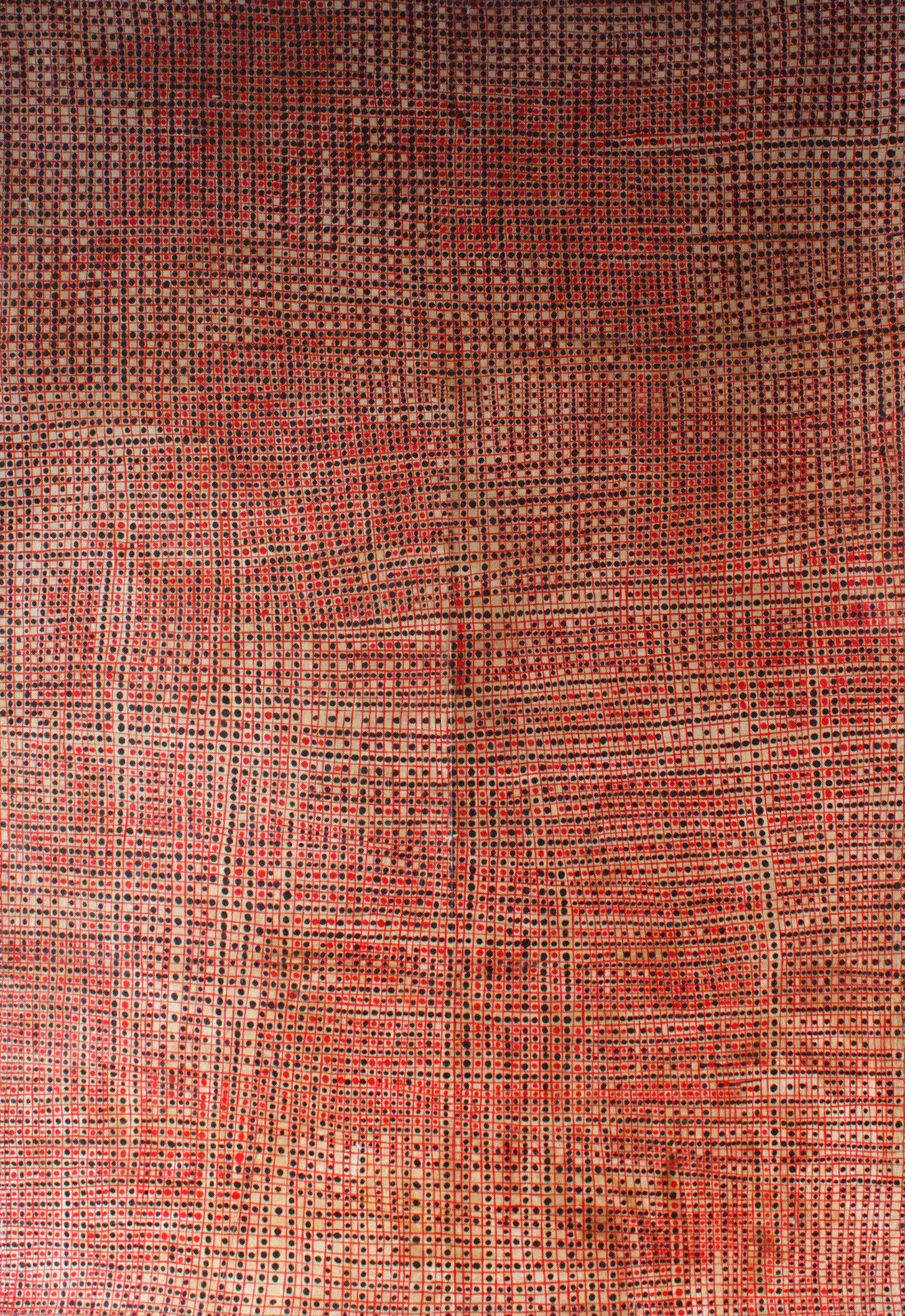 „Labyrinthine I“ Tusche auf Stoffgemälde 89" x 63" Zoll von Mohamed Monaiseer