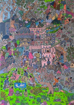 A day in Parse Mohammad Ariyaei Contemporary art Iranian painting landscape city