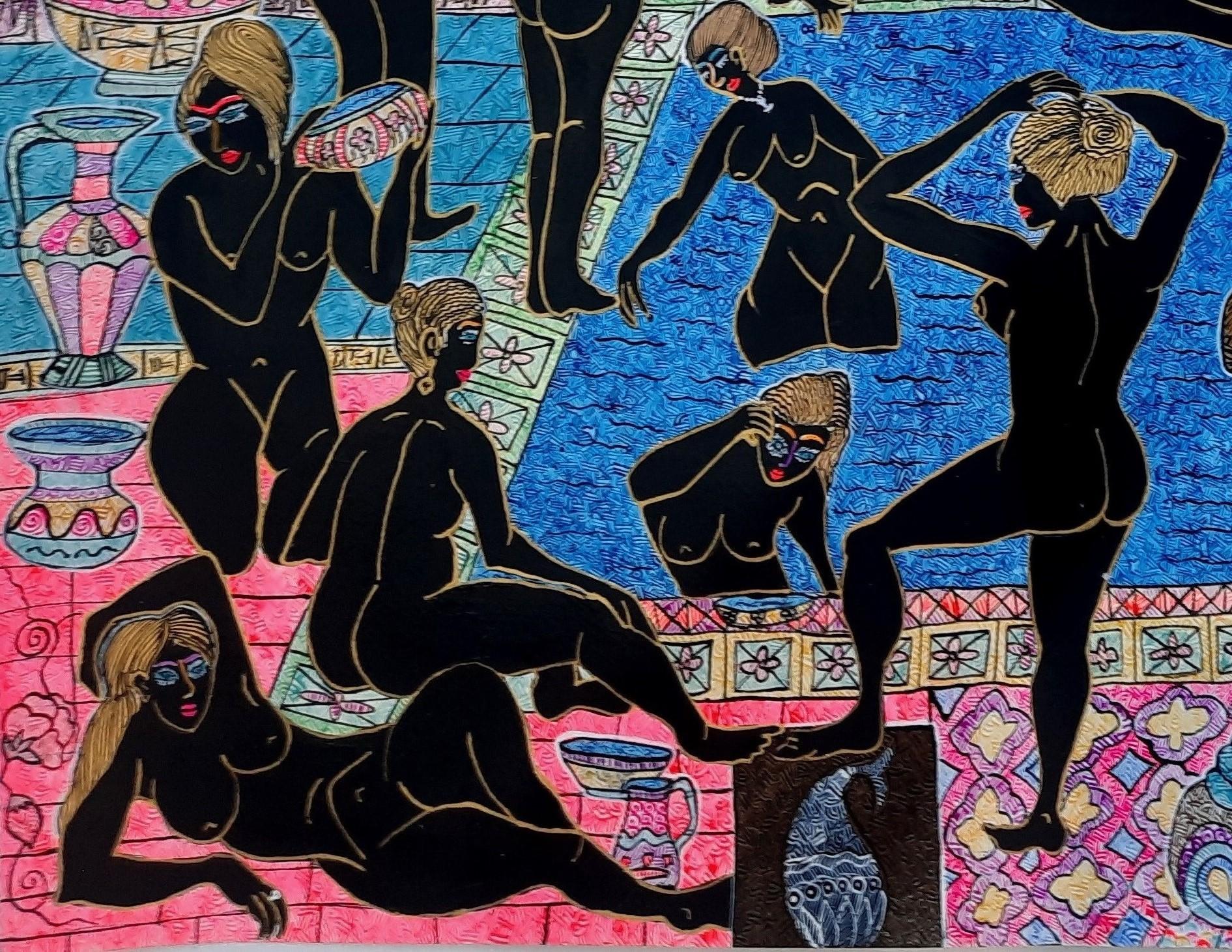 Achaemenid women Mohammad Ariyaei Contemporary Iranian art painting nude women For Sale 5