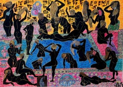 Femmes achéménides Mohammad Ariyaei Art iranien contemporain peinture femmes nues 