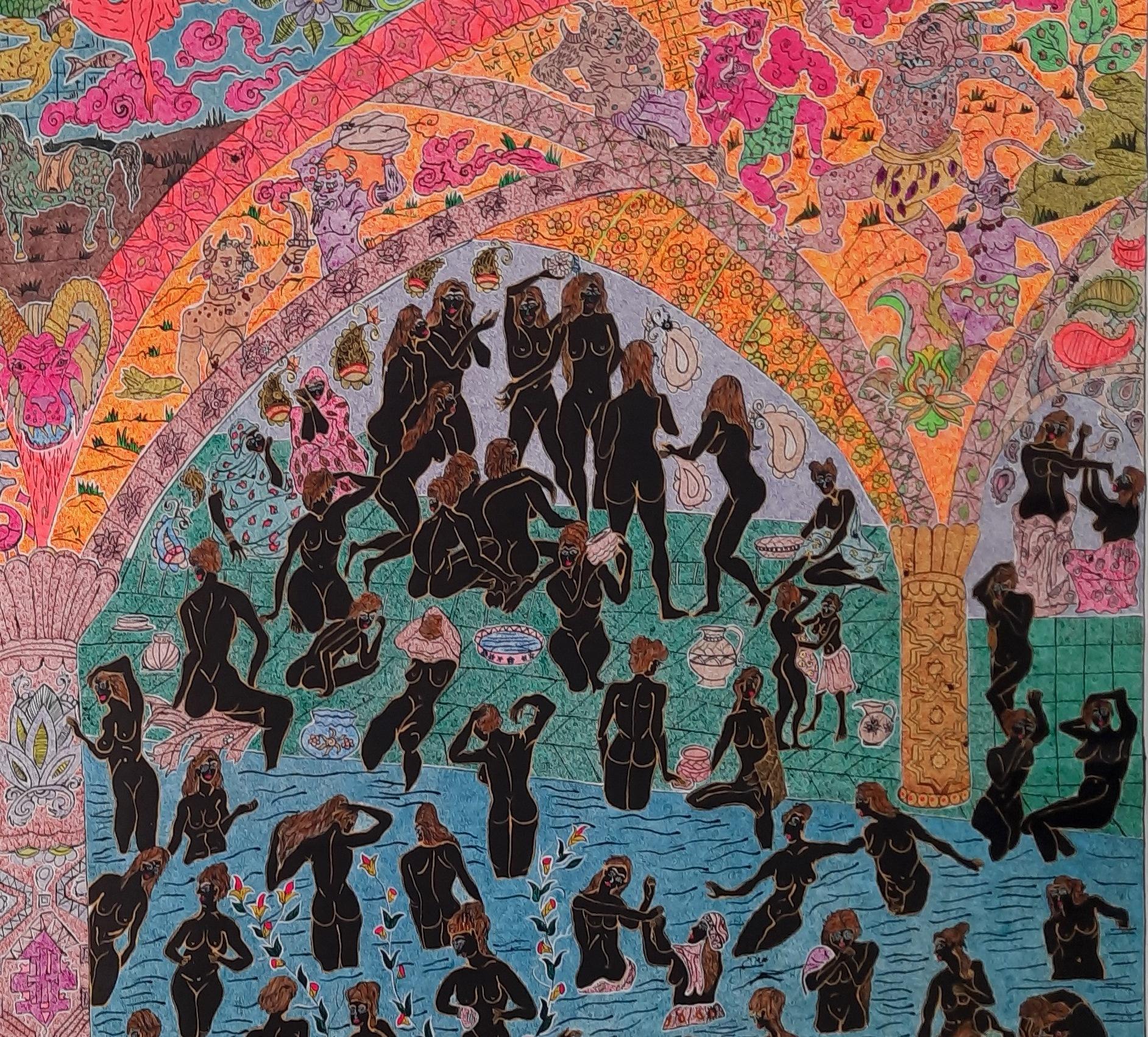 Iranische Dienerinnen und ihre Fantasiewelt Mohammad Ariyaei Zeitgenössische Kunst Frauen im Angebot 3
