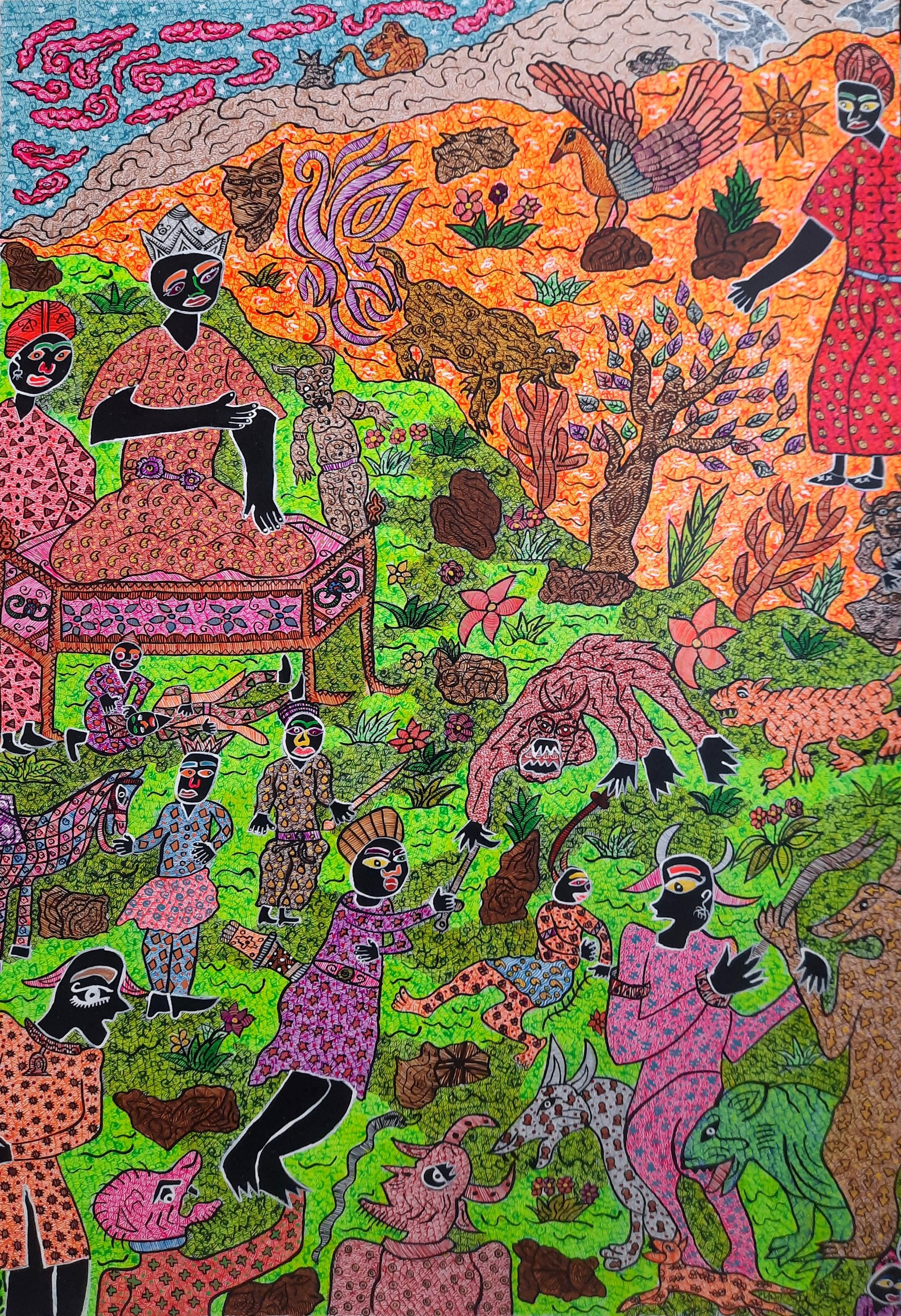 Acrylfarbe auf Leinwand
Einzigartige Arbeit
Handsigniert unten links vom Künstler

DIE TAUSENDUNDEINE NACHT DES MOHAMMAD ARIYAEI

"Sanftheit und orientalische Weisheit folgen auf das überladene Brodeln, das wir von der vorangegangenen, bewusst art