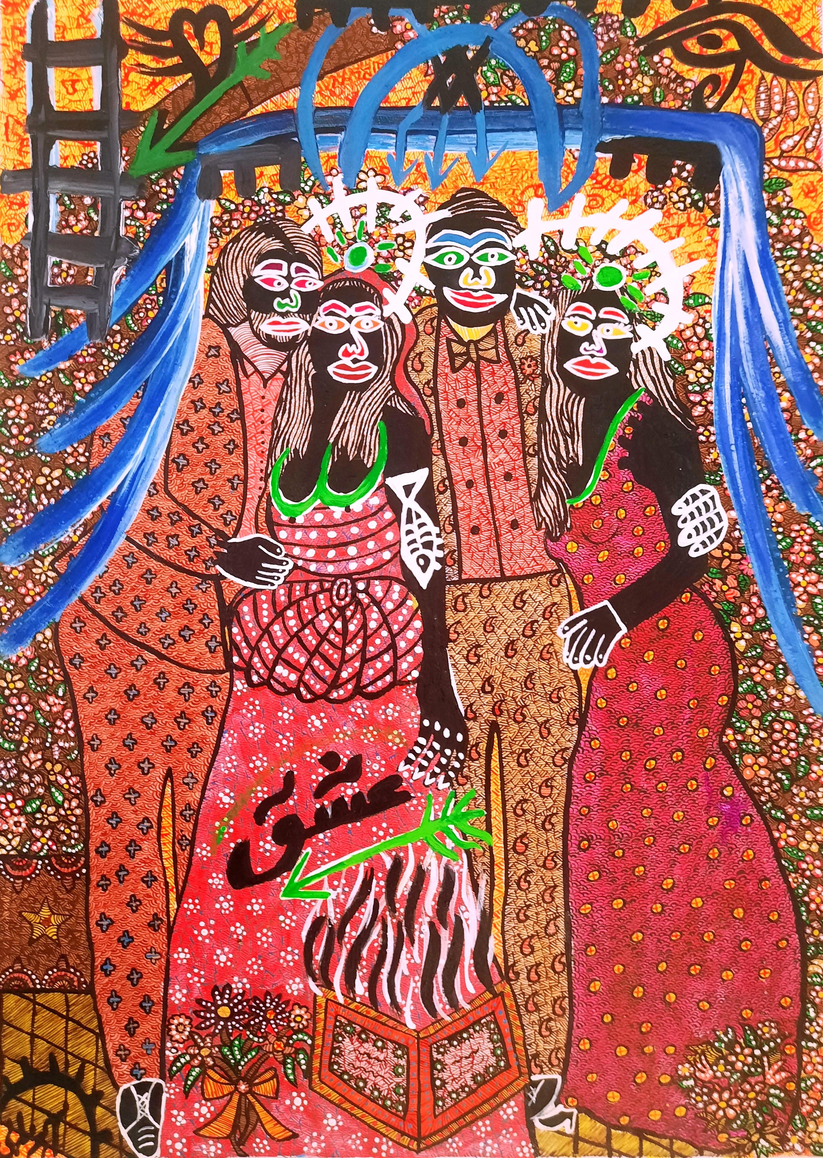 Acrylic paint on canvas
Hand-signed 
Unique work

THE THOUSAND AND ONE NIGHTS OF MOHAMMAD ARIYAEI

" Gentleness and oriental wisdom follow the supercharged bubbling to which we were accustomed from the previous deliberately art brut exhibition by