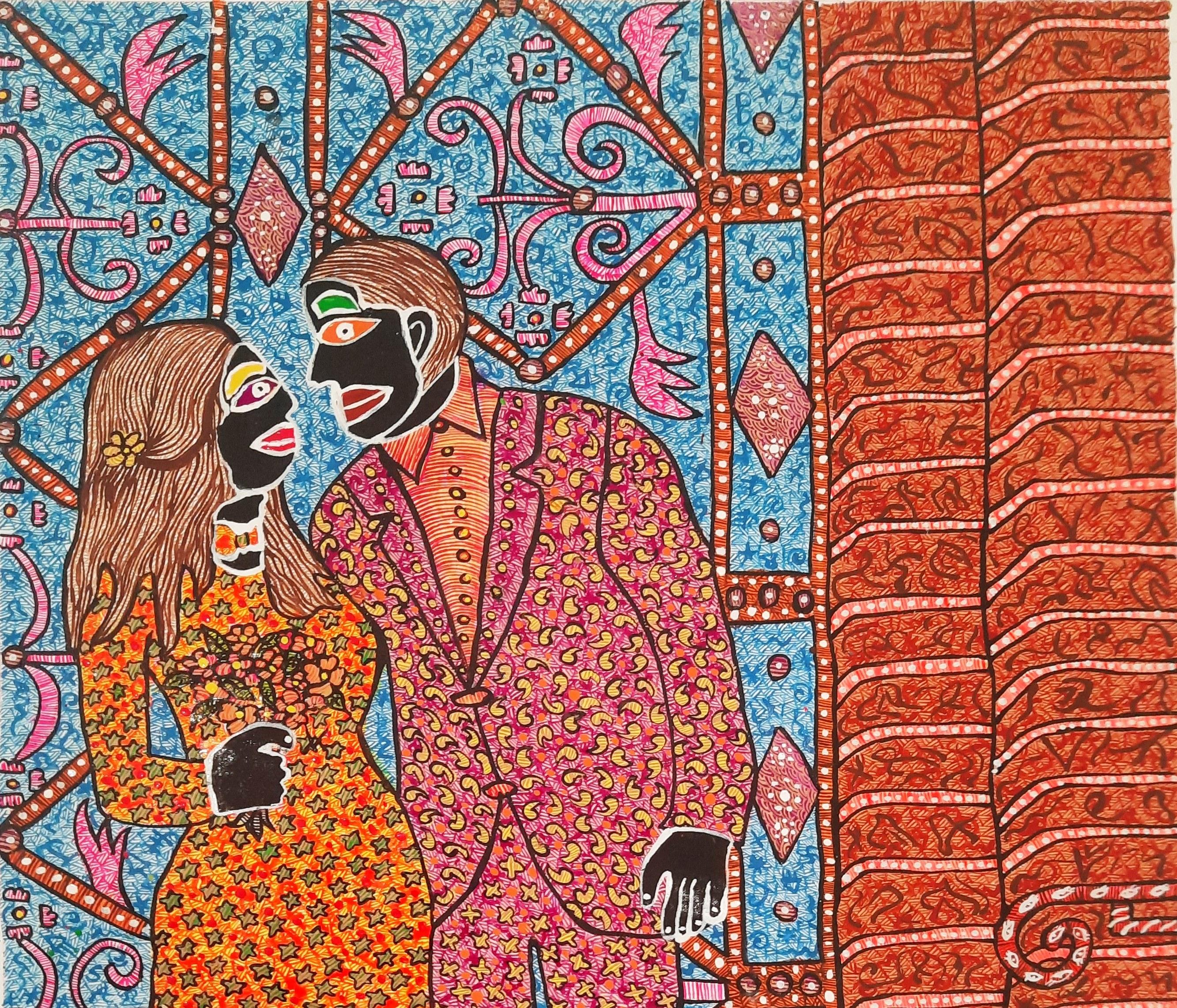 Marriage of two poets Mohammad Ariyaei Contemporary Iranian art oriental paint For Sale 2