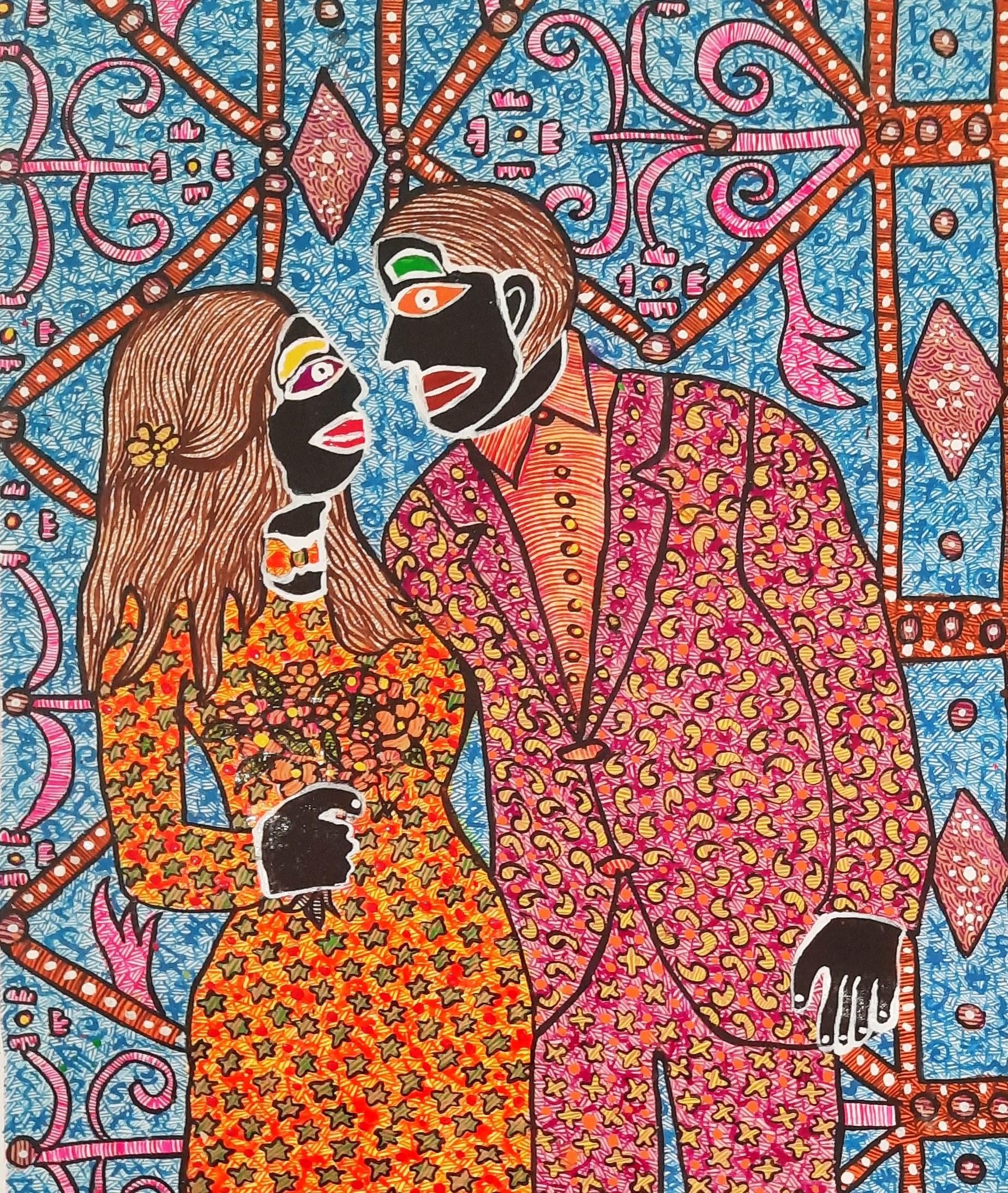 Marriage of two poets Mohammad Ariyaei Contemporary Iranian art oriental paint For Sale 3