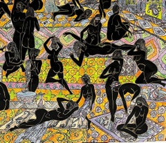 The bath Mohammad Ariyaei Contemporary Iranian painting women color hammam art