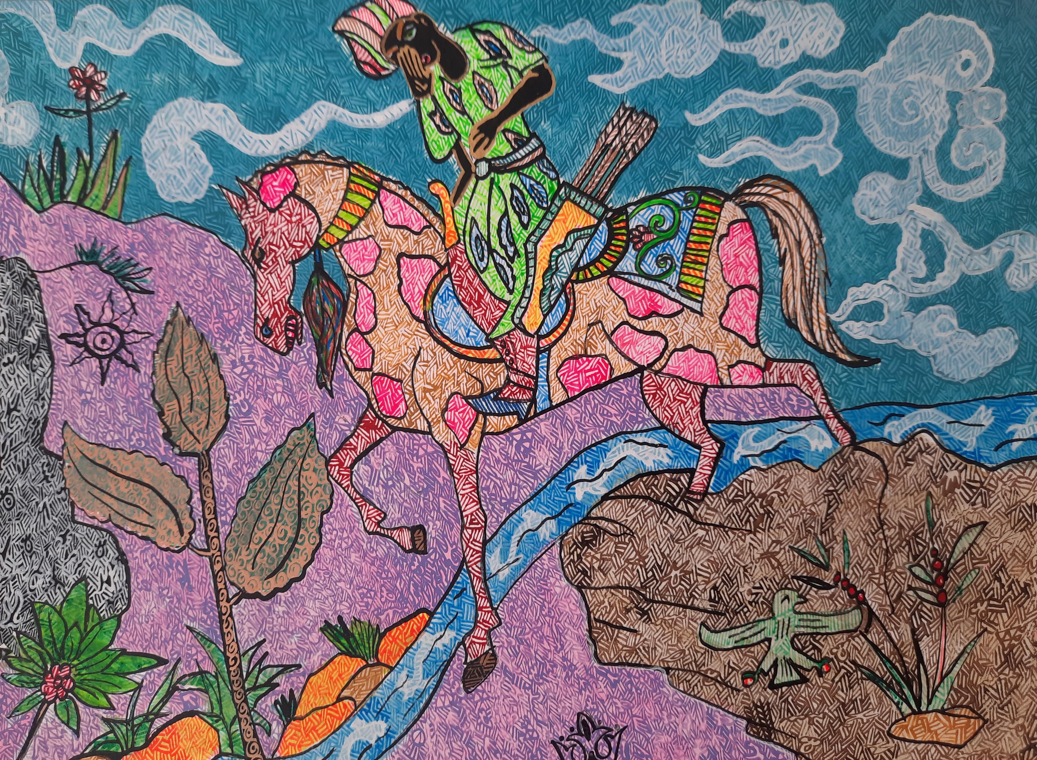 El primer encuentro Mohammad Ariyaei Pintura contemporánea iraní Arte iraní en venta 7