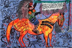Le cheval cabré Mohammad Ariyaei 21e siècle peinture d'art outsider iranienne