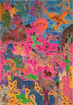 War of demons and mystics Mohammad Ariyaei Contemporary Iranian art painting 