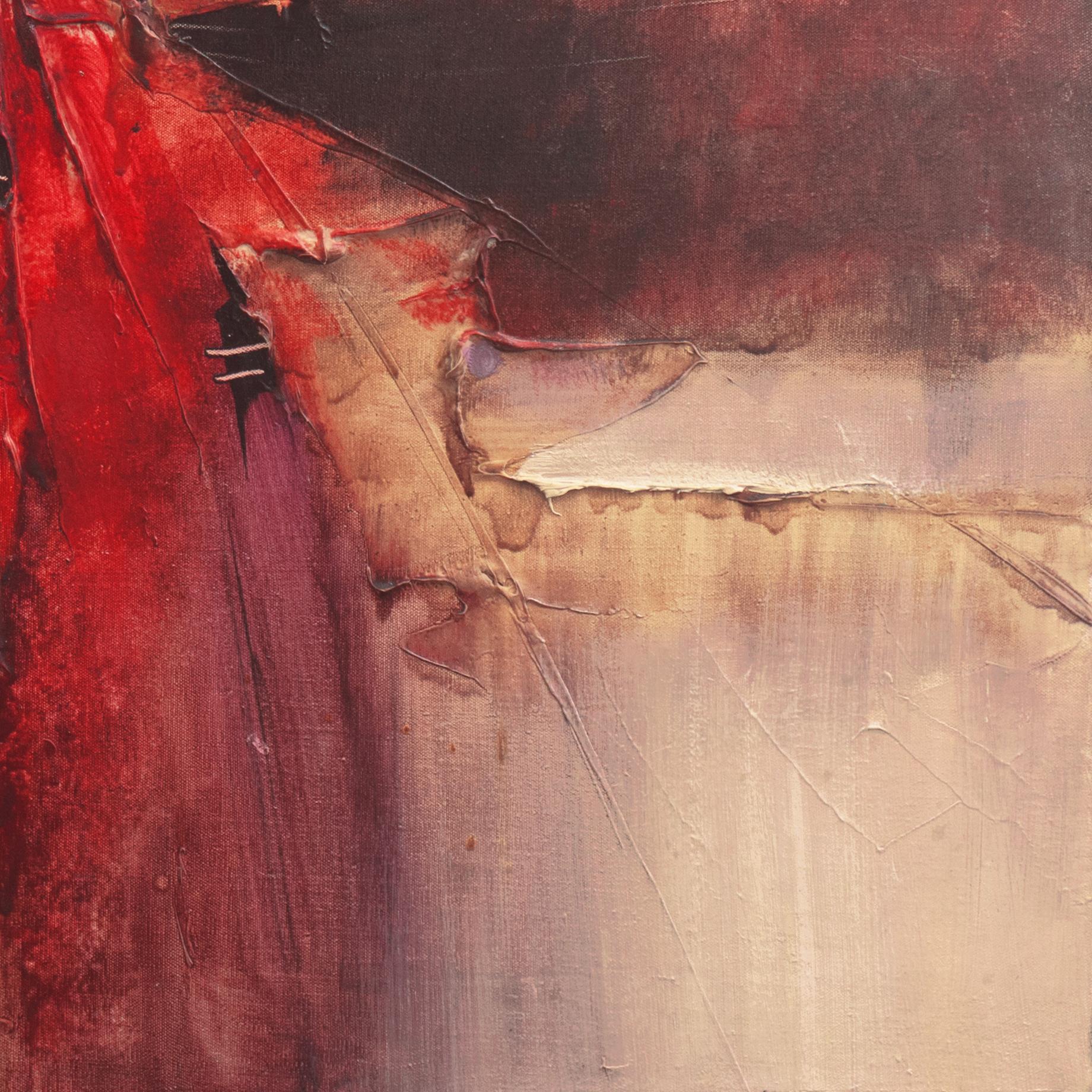 „Abstract, Scarlet & Ochre“, Saudi Society of Fine Arts, Alwan Group, Großes Ölgemälde – Painting von Mohammed Al Ablan