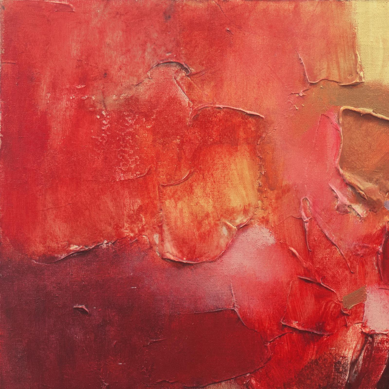 „Abstract, Scarlet & Ochre“, Saudi Society of Fine Arts, Alwan Group, Großes Ölgemälde (Pink), Abstract Painting, von Mohammed Al Ablan
