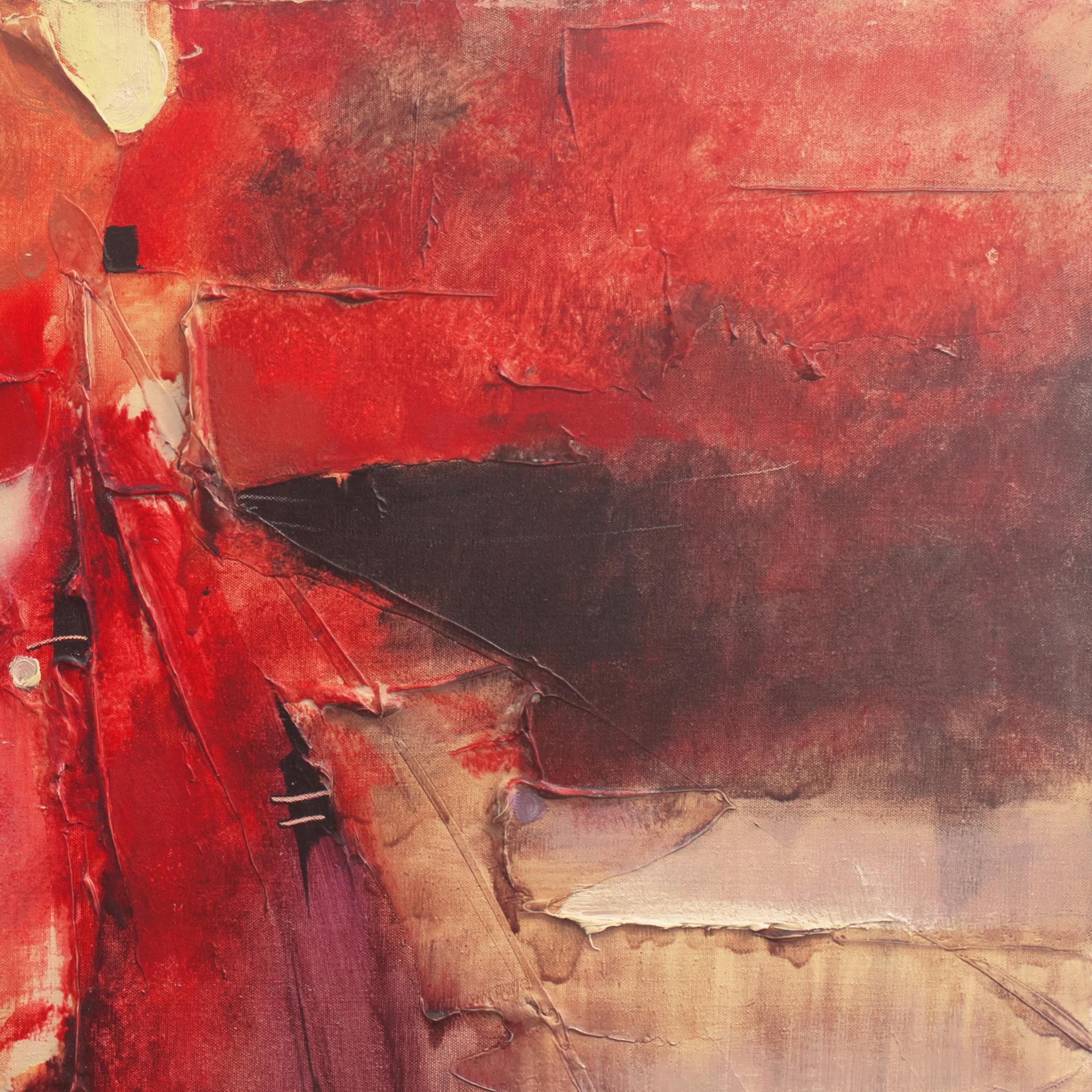 „Abstract, Scarlet & Ochre“, Saudi Society of Fine Arts, Alwan Group, Großes Ölgemälde im Angebot 2