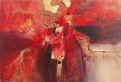 „Abstract, Scarlet & Ochre“, Saudi Society of Fine Arts, Alwan Group, Großes Ölgemälde