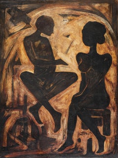 "Adam and Eve" Oil on Wood Painting 31" x 24" inch by Mohammed Ismail 