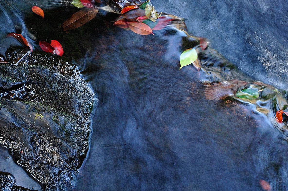 Waterfalls, Color Photography, Blue, Red, Green by Indian Artist 