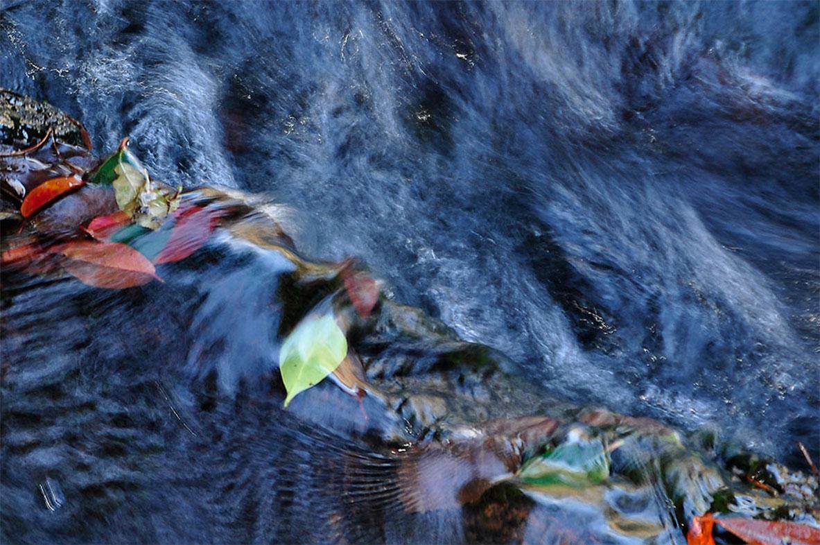 Waterfalls, Color Photography, Blue, Red by Indian Artist 