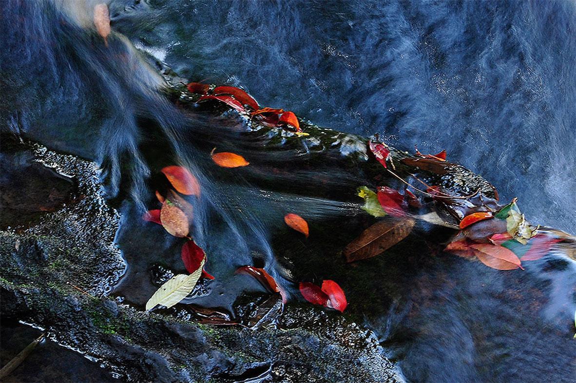 Waterfalls, Color Photography, Blue, Red, Green by Indian Artist 