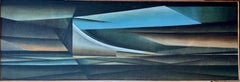 Large Modernist Indian Abstract Geometric Cubism Oil Painting Mohan Sharma 1971 