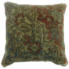 Antique Mohtasham Kashan Medallion Rug Pillow