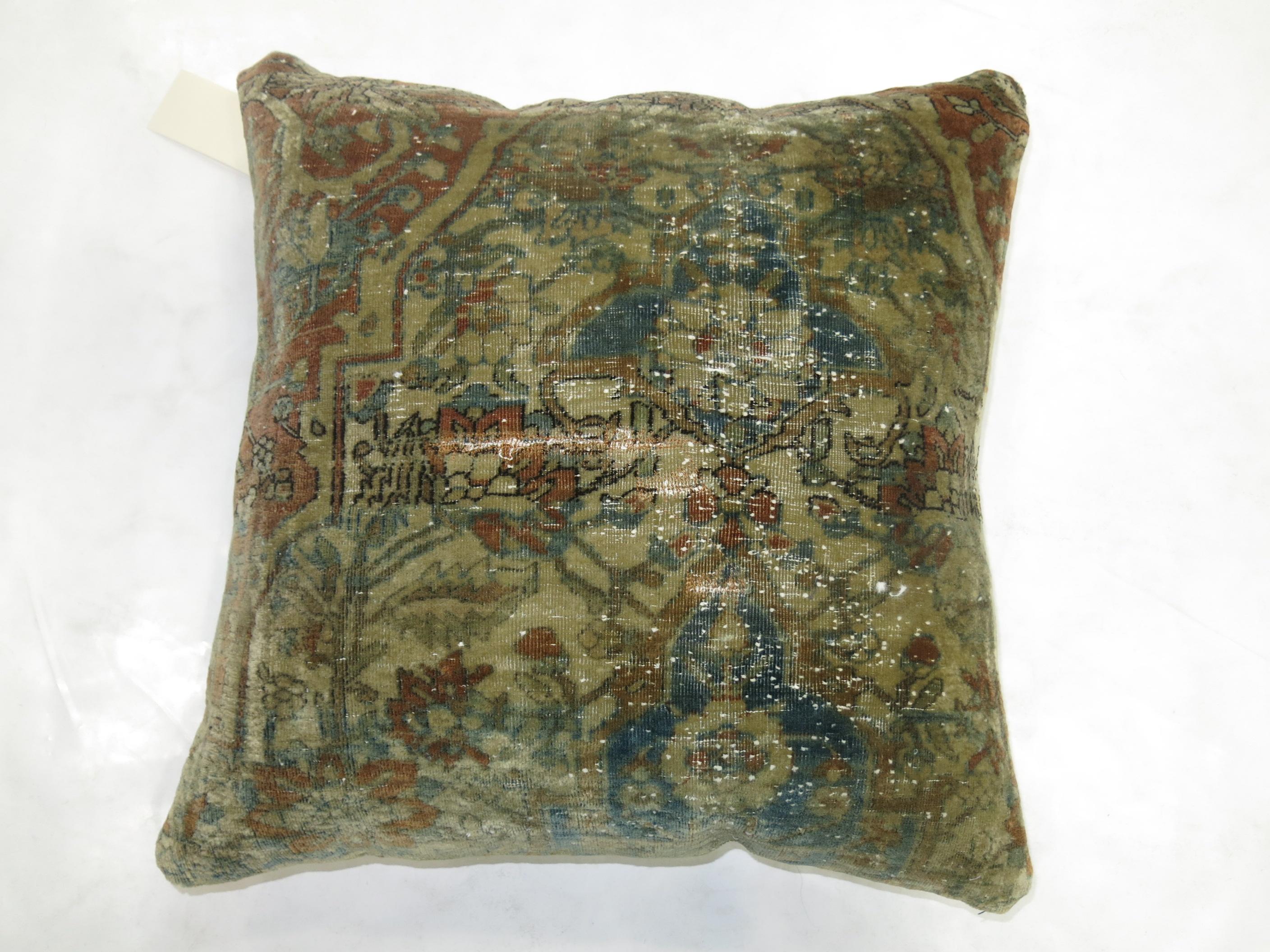 William and Mary Mohtasham Medallion Persian Rug Pillow For Sale