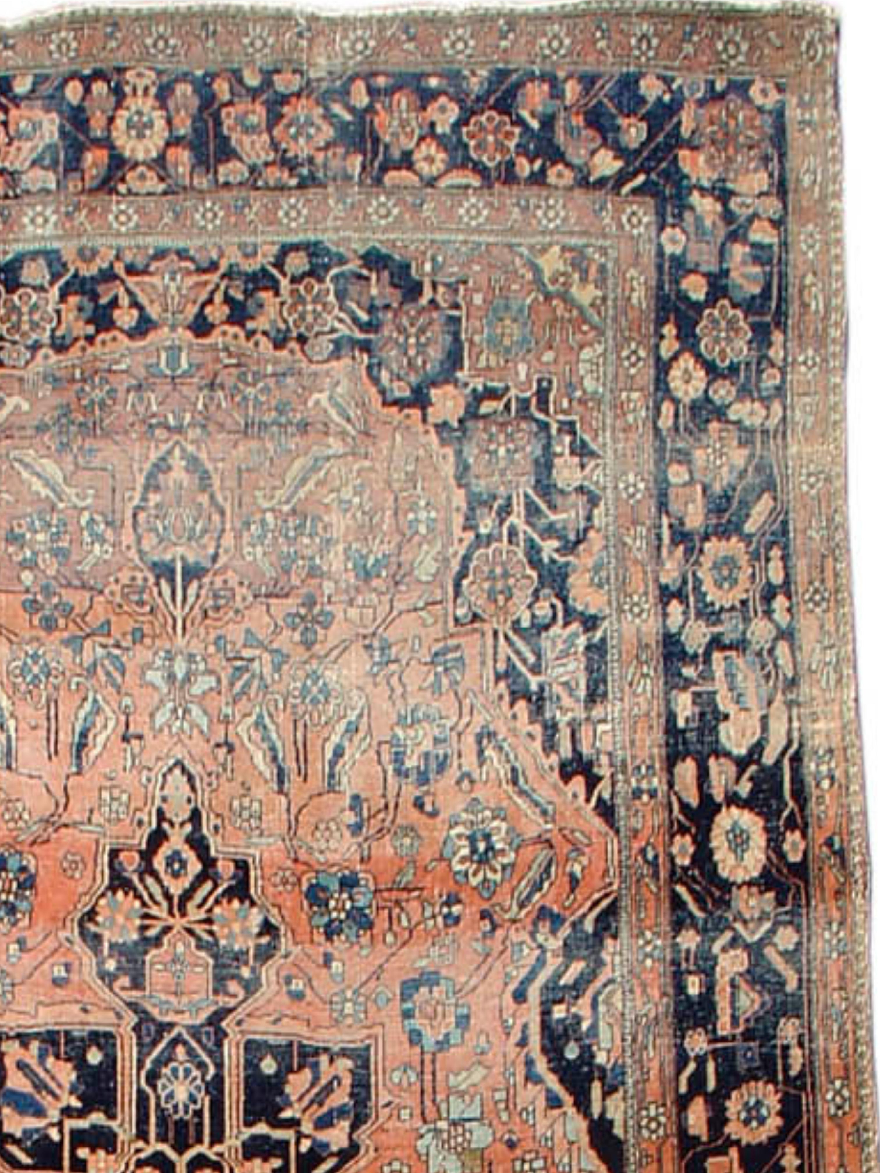 Annodato a mano Tappeto Mohtesham Kashan, 19° secolo in vendita