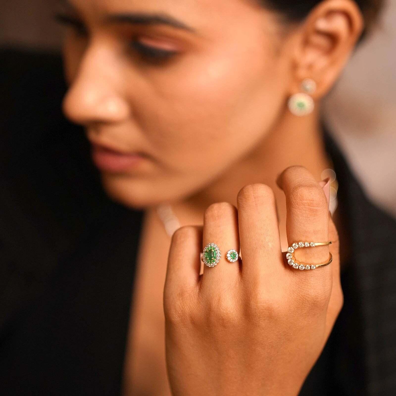 For Sale:  Moi Adele Gold Diamond and Emerald Ring 3