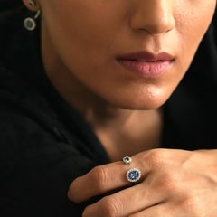 Moi Adele Gold Diamond Blue Sapphire Ring