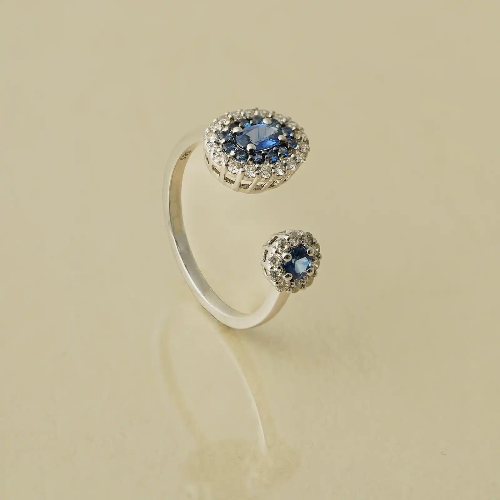 For Sale:  Moi Adele Gold Diamond Blue Sapphire Ring 3