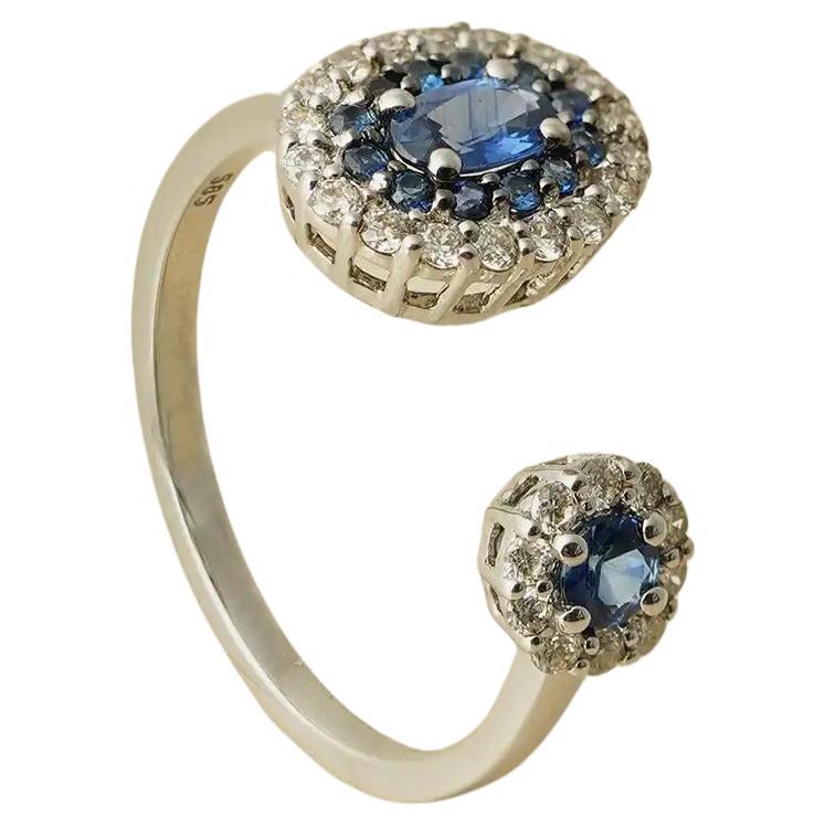 Moi Adele Gold Diamond Blue Sapphire Ring