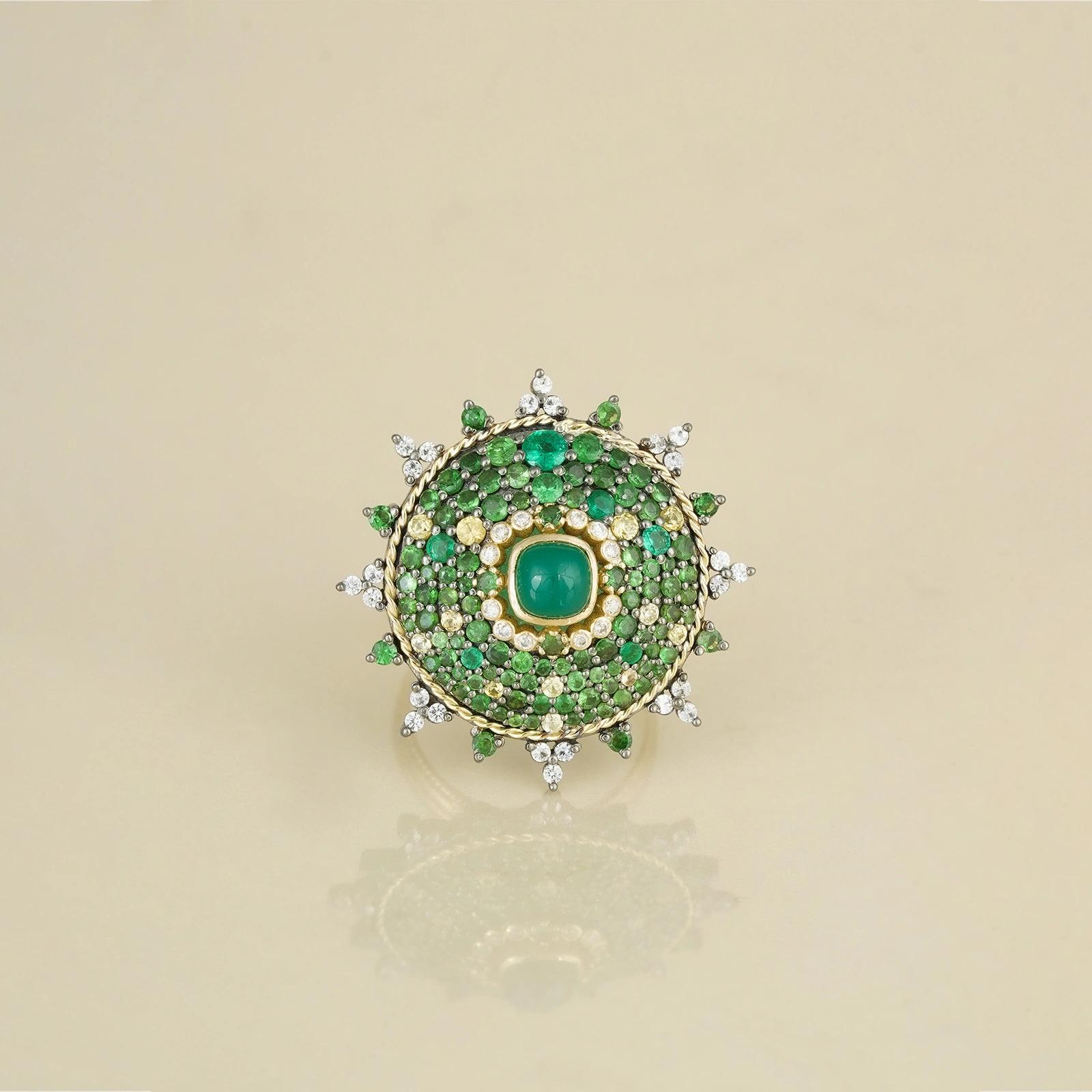 For Sale:  Moi Arden Emerald and Tsavorite Ring 3