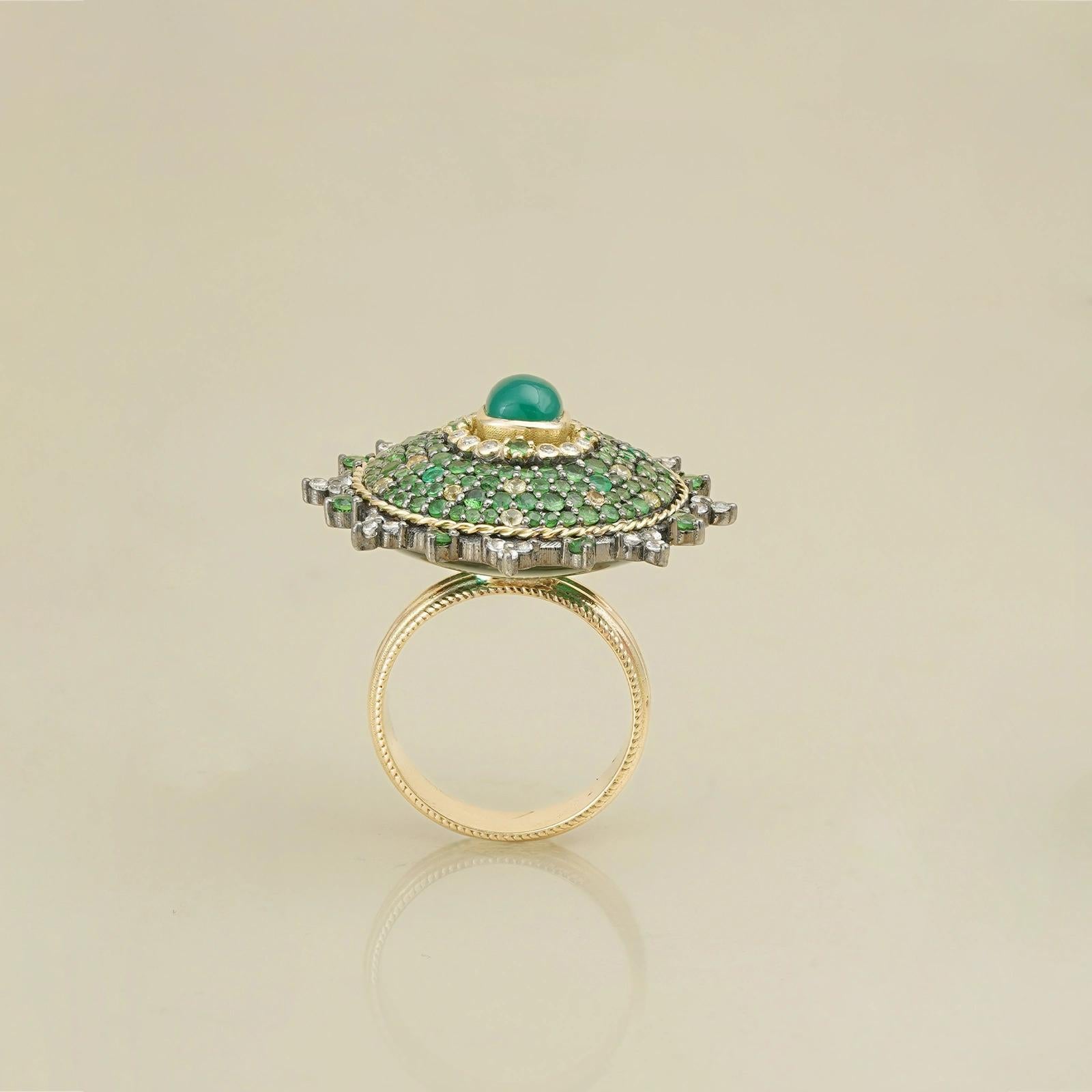 For Sale:  Moi Arden Emerald and Tsavorite Ring 4