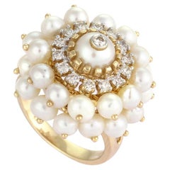 Moi Audrey Gold and Pearl Cluster Ring