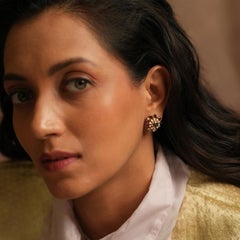 Moi Autumn Gold Diamond and Colorful Gemstone Stud Earrings