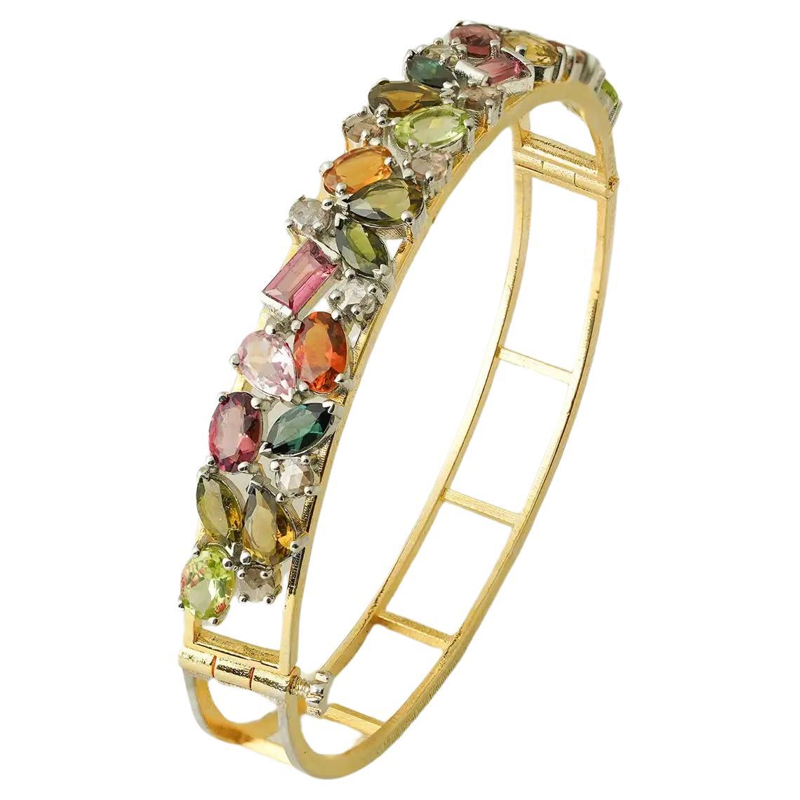 Moi Autumn Gold Diamond and Gemstone Bracelet For Sale