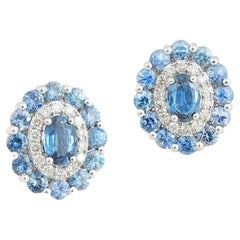 Moi Azure Gold Diamond and Blue Sapphire Stud Earrings