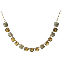 Moi Cairo Gold Silver Diamond Sapphire and Quartz Necklace