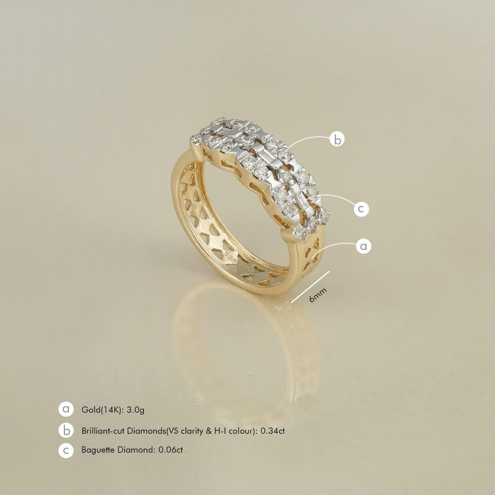For Sale:  Moi Cece Baguette Diamond and Gold Ring 5