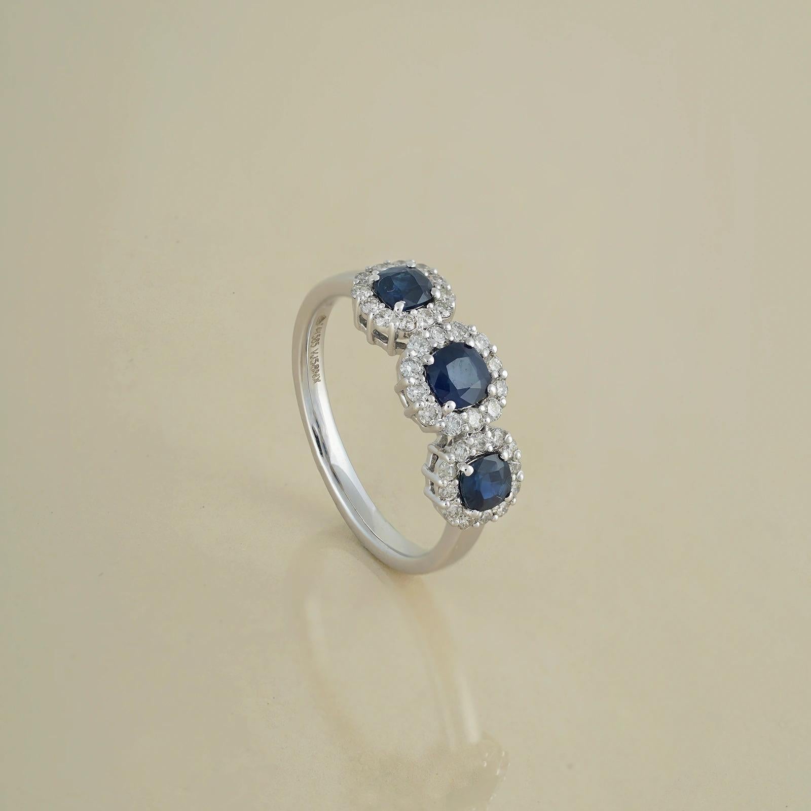 For Sale:  Moi Cerys Gold Blue Sapphire and Diamond Engagement Ring 2