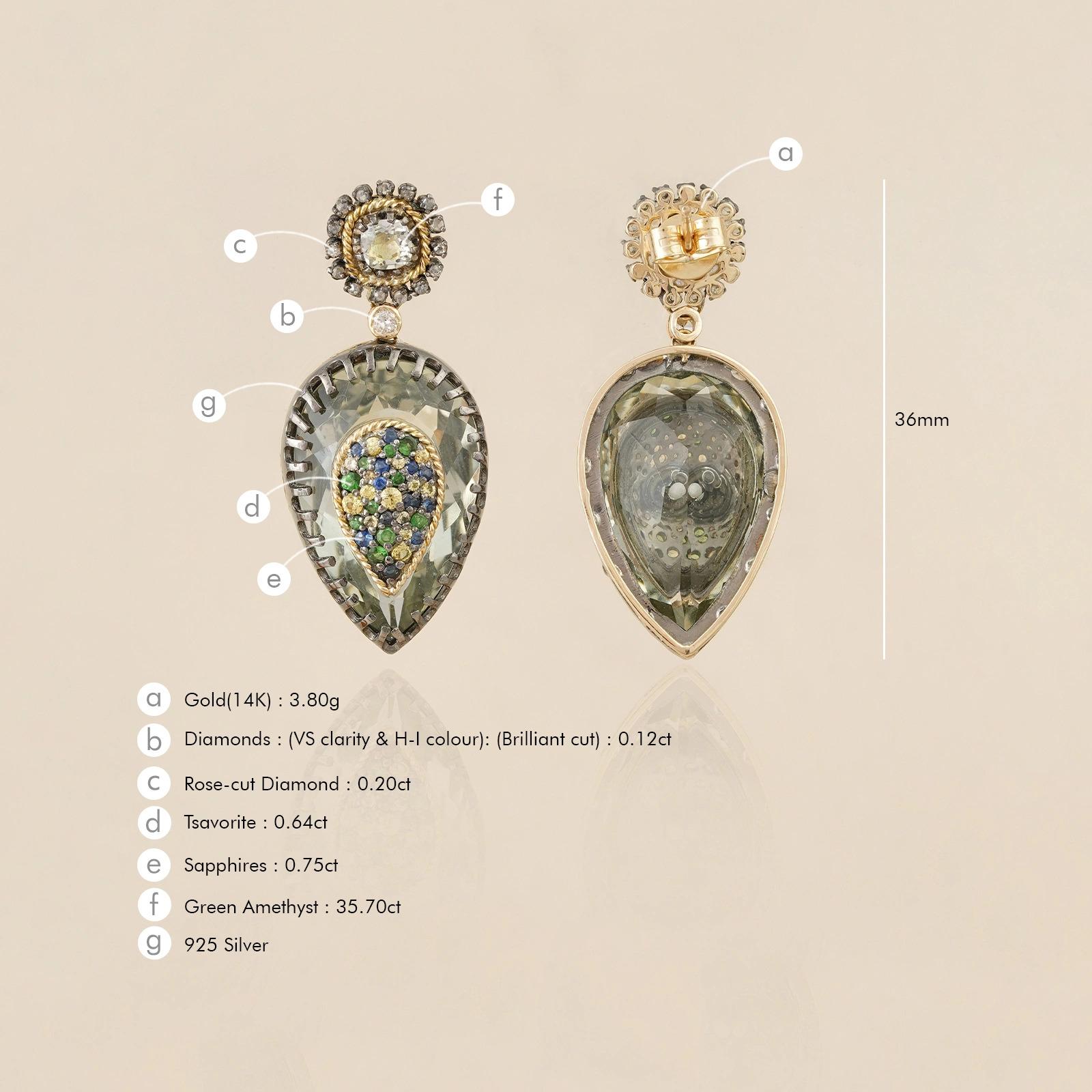 Donna Orecchini Moi Clara con diamanti e tsavorite in vendita