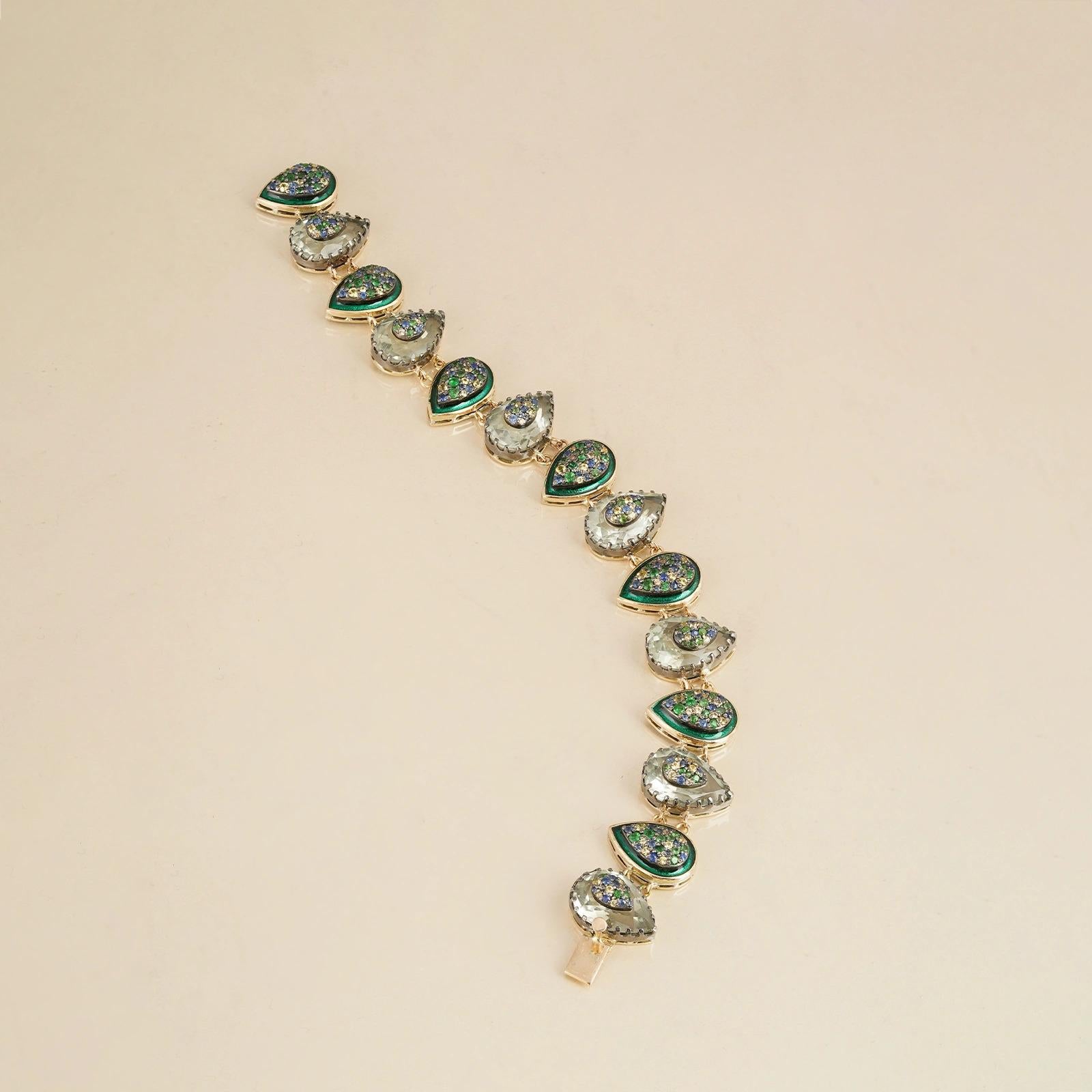 Moi Clara Tsavorit und Saphir Armband im Zustand „Neu“ im Angebot in Lawrenceville, GA