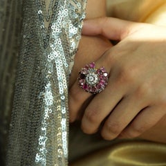 Moi Dahlia Gold Diamond and Pink Tourmaline Ring