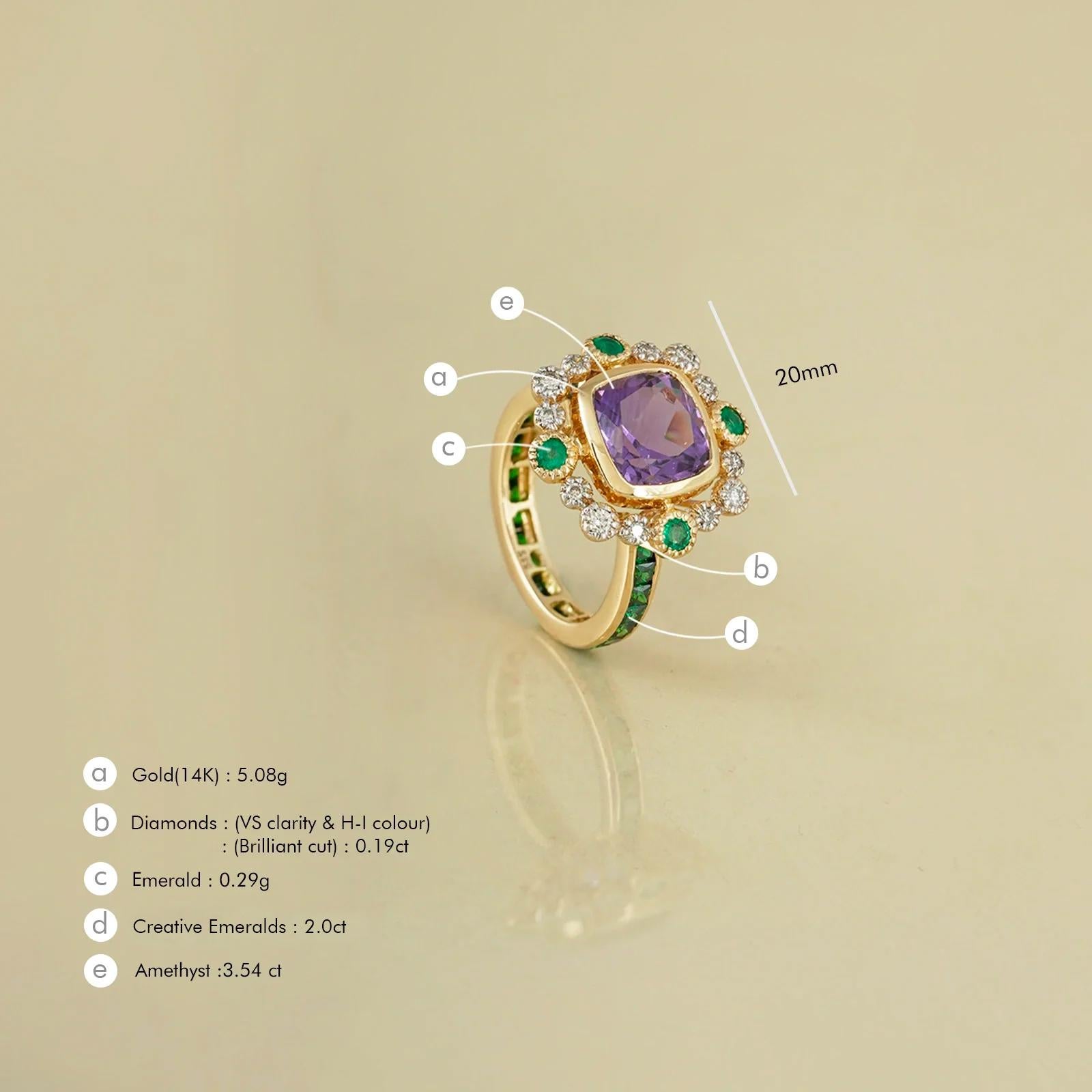 For Sale:  Moi Dakota Gold Diamond and Amethyst Ring 4